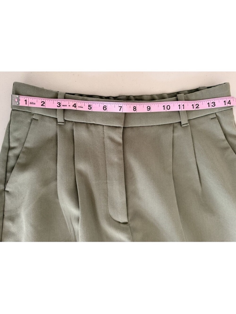 Abercrombie & Fitch Sloane Pleated Wide Leg Pants Size 30/10 Short  Sage Green - Picture 6 of 7